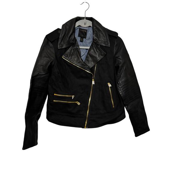 True Religion Jackets & Blazers - True Religion Denim and Leather Sleeve Moto Biker Jacket Size Small Petite